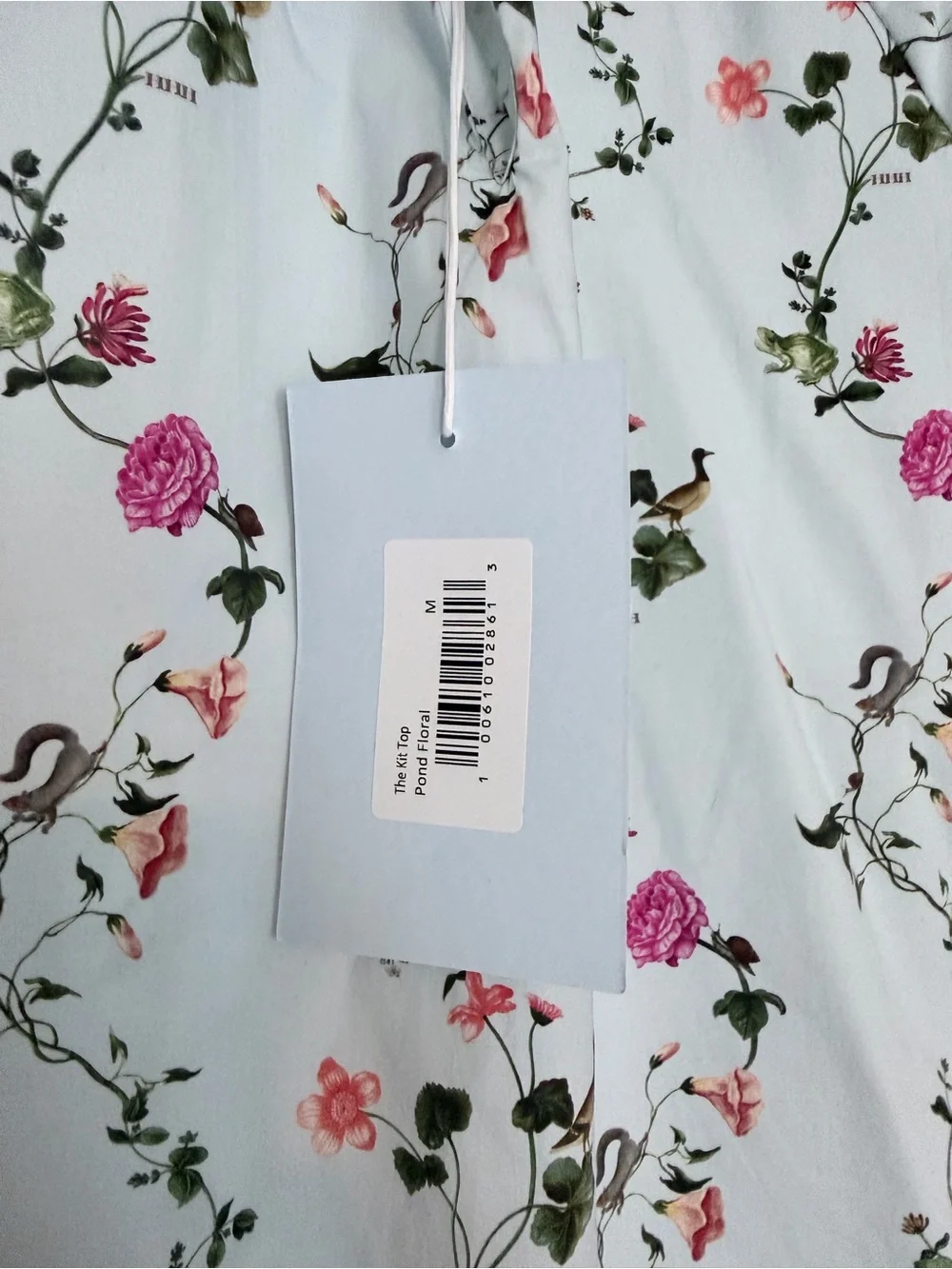 Hill House x Stephanie Fishwick Pale Blue Floral Ruffle-Sleeve Blouse